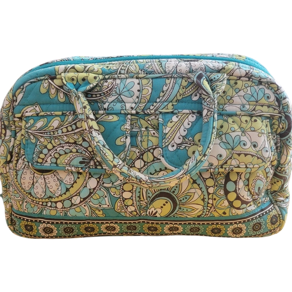 VERA BRADLEY Lola Small Bowler Satchel in Peacock Green Floral & Paisley